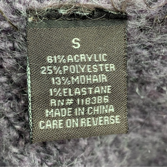 Small Purple Mohair Blend Sweater Knot Top Short Sleeve Collar Cowl 4 6 Stretch - Picture 9 of 9